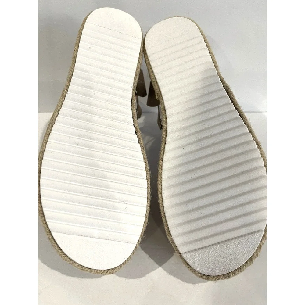 Open Toe‎ Buckle Ankle Strap Espadrilles Tan Size Size 9